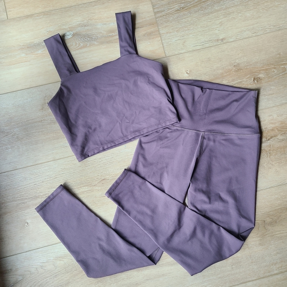 Women’s High-Waist Leggings and Cropped Tank Set in Mauve